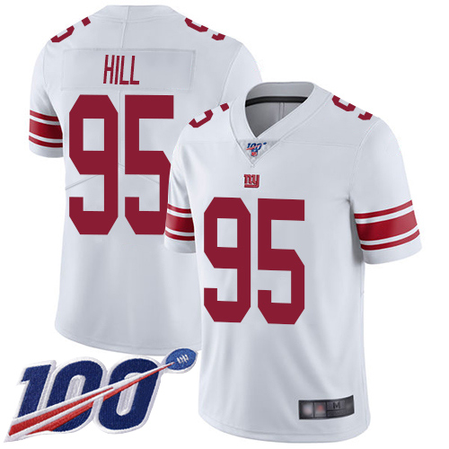 Men New York Giants 95 B.J. Hill White Vapor Untouchable Limited Player 100th Season Football NFL Jersey